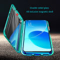 Biruiqu For OPPO Reno 6 5G India Version Magnetic Absorption Case Metal Frame Shockproof Double Sided Tempered Glass Magnetic Case Cover.