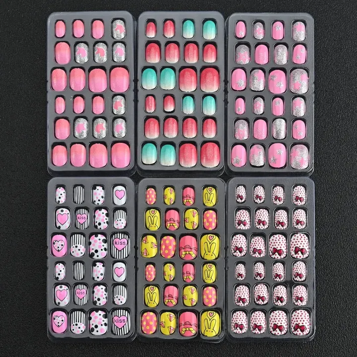 24pcs/box%20Candy%20Kids%20False%20Nail%20Cartoon%20Full%20Cover%20Press%20On%20Nails%20Tips%20Kawaii%20Acrylic%20Artificial%20Fingernails%20for%20Girls%20-%20Image%206
