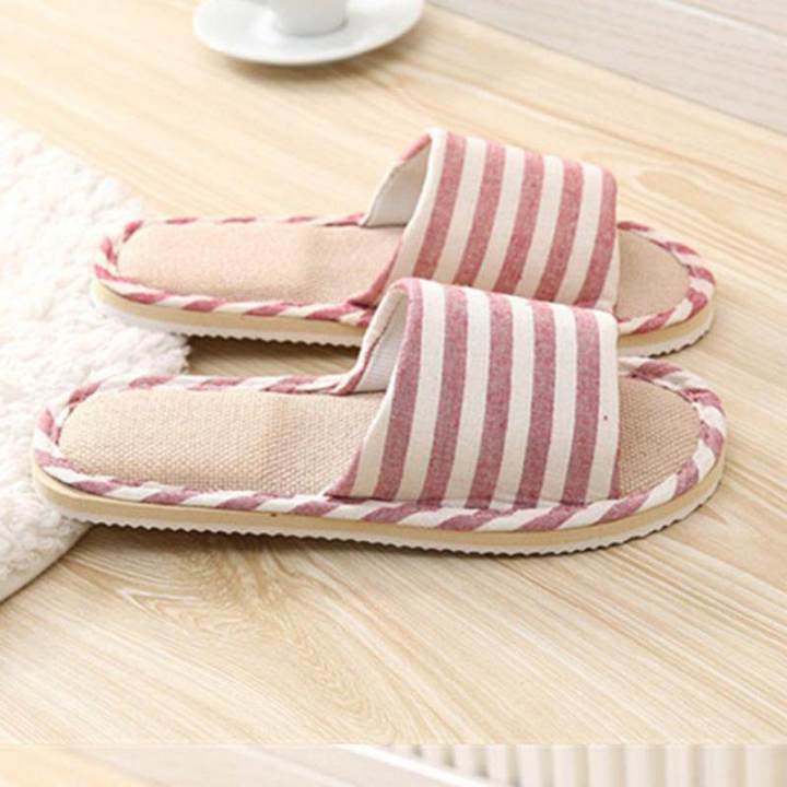 Women's%20Home%20Indoor%20Non-slip%20Slippers%20Ladies%20Flat%20Printed%20Soft%20Comfortable%20Cotton-linen%20Flipflops%20-%20Image%203