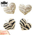 Women\'s Fashion Zebra Crystal Rhinestone Heart Shape Ear Stud Earrings Jewelry. 