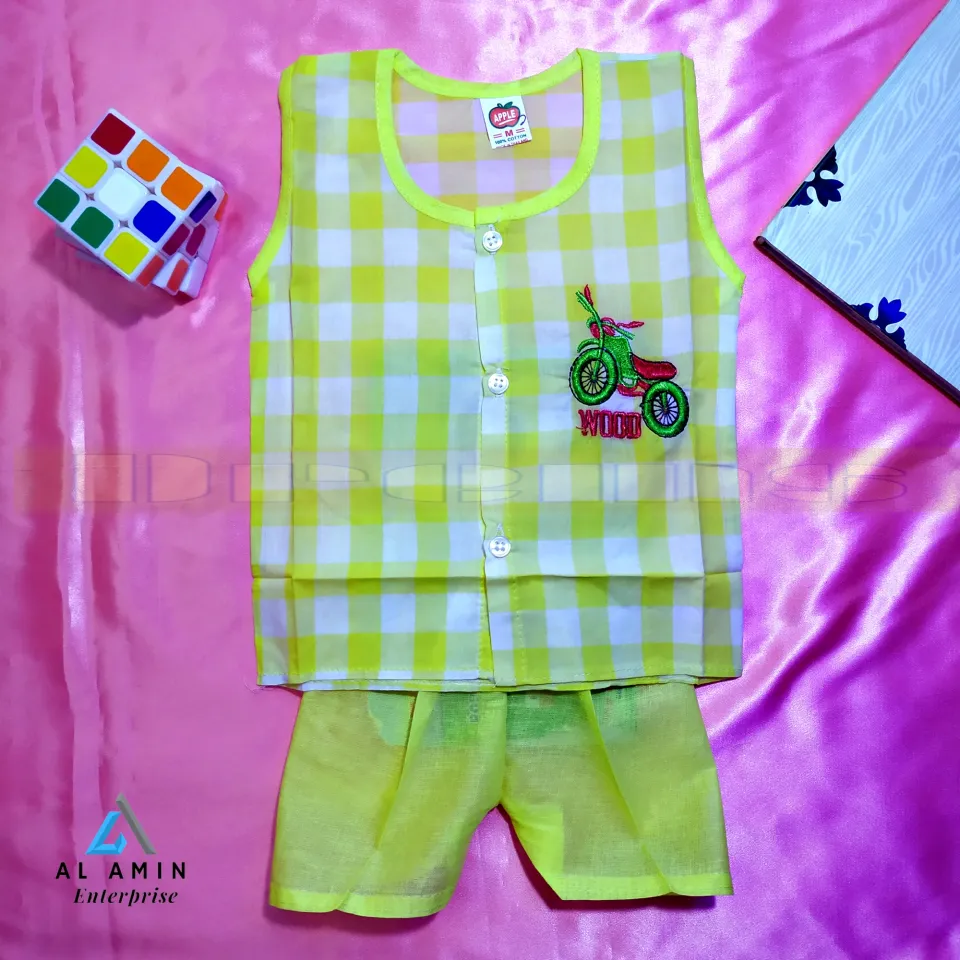 set Baby Boy New Stylish Sleeve less Cotton Fotua Soft Pleated Fabric