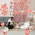 Migeet 40PCS Rose Gold Birthday Party Decorations Set Boys Girls Women Birthday Party Supplies Reusable Happy Birthday Sequin Heart Balloons Tassel Door Curtain for Baby Birthday Party Decorations. 