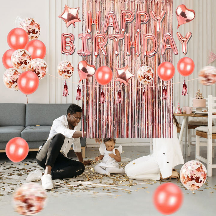 Migeet%2040PCS%20Rose%20Gold%20Birthday%20Party%20Decorations%20Set%20Boys%20Girls%20Women%20Birthday%20Party%20Supplies%20Reusable%20Happy%20Birthday%20Sequin%20Heart%20Balloons%20Tassel%20Door%20Curtain%20for%20Baby%20Birthday%20Party%20Decorations%20-%20Image%206