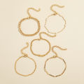 Alien 5Pcs Trendy Chain Bracelet Set For Women Angel Letter Gold Silver Color Link Chain Bangle Female Fashion Jewelry Gift.