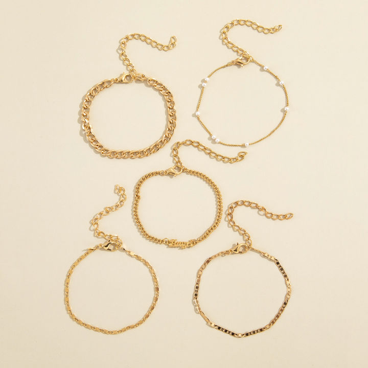 Alien%205Pcs%20Trendy%20Chain%20Bracelet%20Set%20For%20Women%20Angel%20Letter%20Gold%20Silver%20Color%20Link%20Chain%20Bangle%20Female%20Fashion%20Jewelry%20Gift%20-%20Image%203