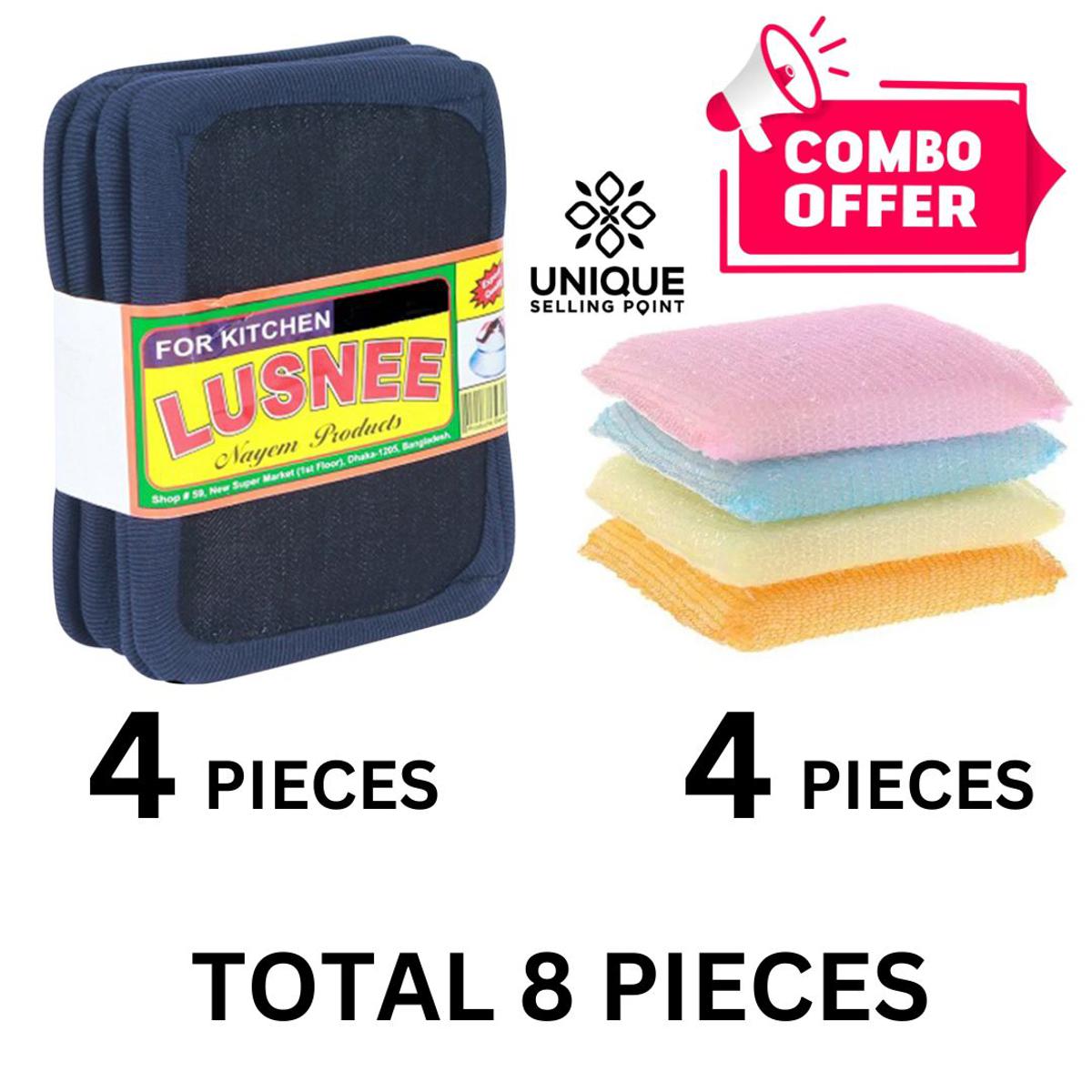 Kitchen Lusni Standard Quality (4 pcs) And Dish Washer (4 pcs) Total 8 Pieces combo set