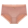 High-End Satin Nude Feel Seamless Underwear Ladies' Hip Lifting Mid-Waist Silk Crotch New Spring and Summer Lace Briefs. 