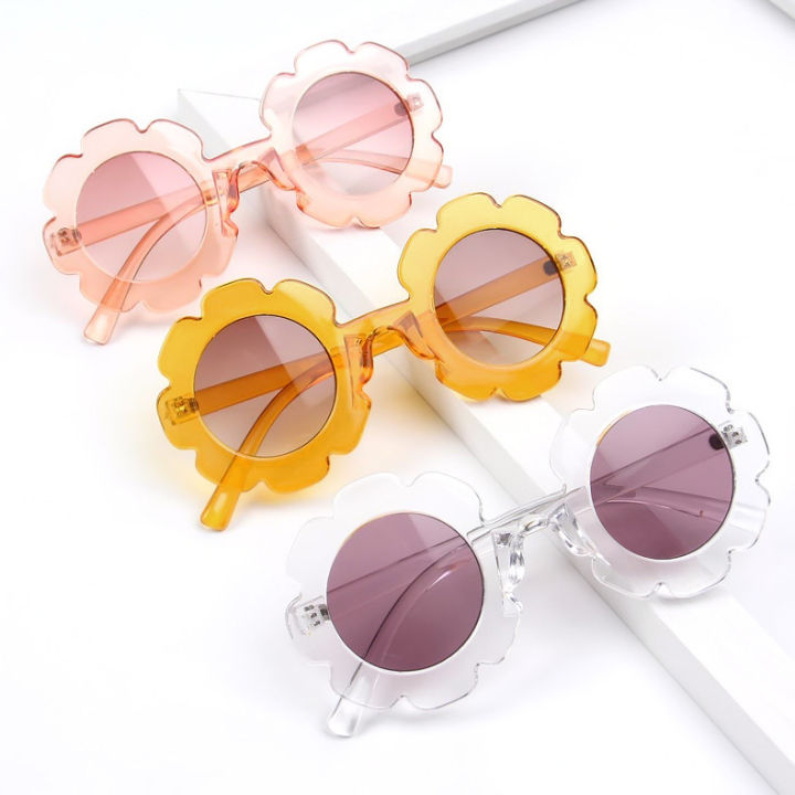 Korean version of small flower sunglasses children's fashion baby sunflower glasses boys and girls personality flower sunglasses tide