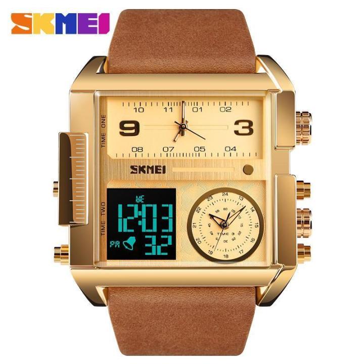 Skmei new men fashion watches sports leather quartz waterproof digital wristwatches male clock 1391