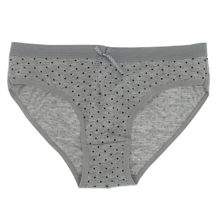 Dot%20Printed%20Women's%20Briefs%20Cotton%20Comfortable%20Mid-waist%20Plus%20Size%20Briefs%20Women's%20Cotton%20Underwear%20Bow%20Polka%20-%20Image%207