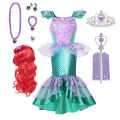 Ariel Girl Little Mermaid Costume Halloween Kid Dress For Girls Children Carnival Birthday Party Clothes Cosplay Mermaid Dress. 