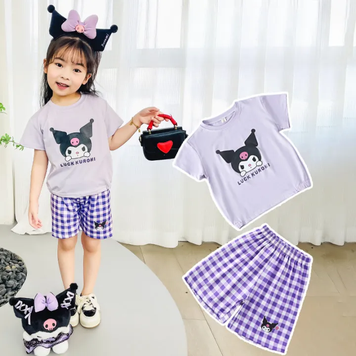 Kids%20Boys%20Girls%20Summer%20Cartoon%20Print%20Short%20Sleeve%20T-Shirt%20Tops%20with%20Shorts%20Toddler%20Baby%20Clothing%20Sets%20Kitty%20Kuromi%20Kids%20Outfits%20-%20Image%202