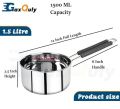 Heavy Gauge Stainless Steel Sauce Pan, Tea Pan, Milk Pan Pot Tapeli Patila Milk Boiler Induction & Gas Compatible Heat-Resistant Bakelite Handle (Silver 1.5 Litre). 