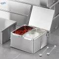 Seasoning Jar Pepper Sugar Storage Container Seasoning Box for Home Two Grids.