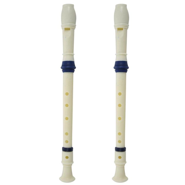 Music Instrument 6 Holes Soprano Flute Recorder White Blue