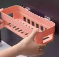 Wall Hanging Plastic Kitchen And Bathroom Shelf - Enhance Your Kitchen And Bathroom Storage With This Wall Hanging Shelf. 
