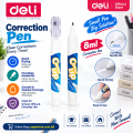 Deli E7286 Correction Pen 8ml Quick Drying White Correction Fluid Pen for Office & School Use. 