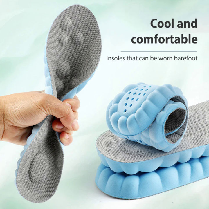 Sports Shock Absorbing Insole Unisex 4D Massage Shoes Pad Super Soft Latex Sports Insole For Feet Running Basket Shoe Sole