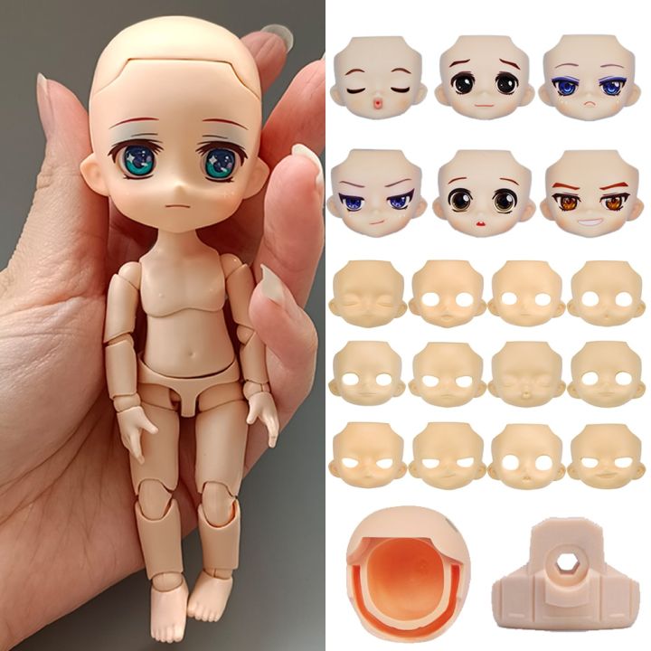 Normal White OB11 Doll Body + Head + Face 10Cm Moveable Joints Doll With Makeup Replaceable Accessories For Obitsu 11Gsc Head