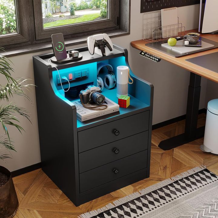 ADORNEVE%20Nightstand%20Without%20LED%20Lights,%20Night%20Stand%20with%20Hutch,%20Bedside%20Table%20with%20Drawers,%20Modern%20End%20Side%20Table%20for%20Bedroom,%20-%20Image%203