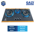 EG-B712G Gazi Smiss Gas Stove Glass Body Three Burner  - Auto Ignition Blue Flame LPG Gas Compatible.. 