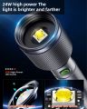 PHILIPS 24W Zoomable LED Flashlight Torch 1100LM, 3000mAh Rechargeable Torch Light, Aluminum Alloy Handheld Flash Light for Home, Camping, Hiking, Emergency. 