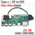 2K 4K Type-c + DP To EDP Driver Board 30PIN 40PIN Portable Display LCD Projection Screen 240HZ 120HZ 60HZ Laptop Notebook Phone.