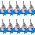 10mm Long HEAD 3Pin Self-Lock TOGGLE Switch MTS202 AC 125V 6A 3 Pin 3 Positions SPDT ON-OFF-ON Miniature Toggle Switch With 10mm Handle For Car Bus Truck CNG. 