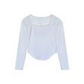 Pure Desire Style White Long Sleeve T T-shirt Women's Autumn and Winter Design Sense Niche Slim Bottoming Shirt Inner Wear Unique Chic Top. 