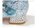 Princess Children High Heels Leather Shoes For Girls Sequin Pearl Bow Kids Crystal shoes Dance Shoes Attend A Evening Party.