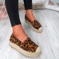 style Shoes For Girl Female Women's Fashion Leopard Print Platform Slip On Round Toe Casual Flats Boat Shoes. 