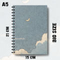 Notebook Aesthetic Sky Half Moon Design Writing Pad K716. 