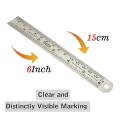 6 Inches / 15 cm Stainless Steel Double Scale Measuring Ruler Tool - 1pcs.