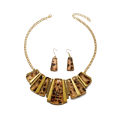 European and American New Fashion Vintage Leopard Print Necklace Alloy Exaggerated Earrings and Necklace Set Ornament Women. 