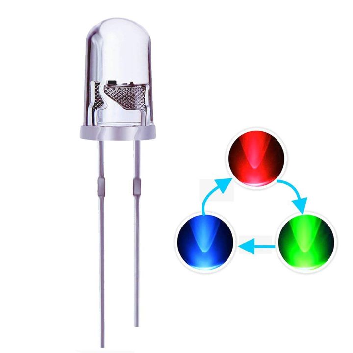 5mm 2pin RGB Multi Color Changing Flashing LED- 10pcs