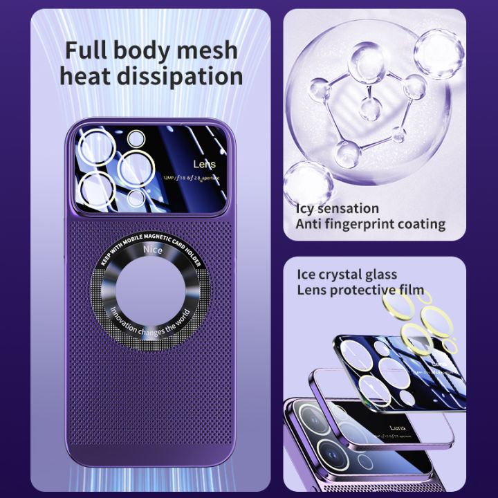 Alien%20Heat%20Dissipation%20Magnetic%20Case%20For%20iPhone%2013%2011%2012%2014%2015%20Pro%20Max%20Electroplated%20Mesh%20Magsafe%20Glass%20Lens%20Enlarge%20logo%20Phone%20Cover%20-%20Image%203