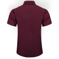 Burgundy Men Cotton Casual Short Sleeve Summer Shirt Solid Men Clothing Work Social Business Loose Blouse Tops. 