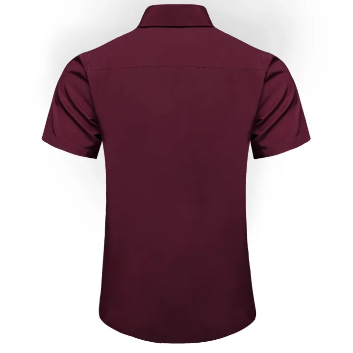 Burgundy%20Men%20Cotton%20Casual%20Short%20Sleeve%20Summer%20Shirt%20Solid%20Men%20Clothing%20Work%20Social%20Business%20Loose%20Blouse%20Tops%20-%20Image%203