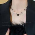 Dark Spicy Girl Double Layered Butterfly Pendant Necklaces Collar Chain for Women New Sweet and Cool Clavicle Chain Y2K Jewelry Gift Girls Necklace.