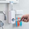 Automatic Toothpaste Dispenser & "Touch Me" Brush Holder Set - White - Brush Holder - brush holder. 