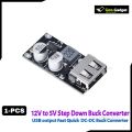 Fast Quick Charger DC-DC Buck Converter 1 USB Charging Module QC3.0 QC2.0 USB 6-32V 9V 12V 24V to Circuit Board 3V 5V 12V Step Down. 