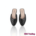 Chic Quilted Pointed Toe Women's House Slippers | Solid Color Flat Mules | Casual Daily Wear. 