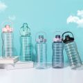 2L Water Bottle Large Capacity Portable Transparent Water Bottle with Bounce Cover Time Scale Motivational Water Bottle Sport.