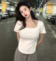 Short Sleeve T T-shirt Women's Summer New Korean Style Slim Fit Casual Bottoming Shirt Student Niche Hot Girl Girl Blouse Fashion ins. 