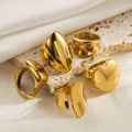 Chunky Rings Set Irregular Shape Gold Plated Rings 18K PVD Stainless Steel Ring For Women. 