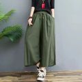 New Literary Leisure Cotton Linen Loose Large Size Wide Leg Pants High Waist Straight Long Pants.