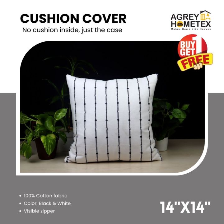 Cushion Cover, Black & White (14"x14") Only Cover