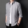Plus Size 5XL-M High Quality Business Formal Striped Shirts Men Long Sleeve Casual Slim Fit Tuxedo Shirts Social Club Clothing.