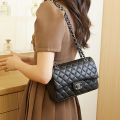 Xiao Xiangling check bag 2024 new trendy luxury chain shoulder bag versatile fragrant grandma leather crossbody bag. 