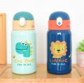 400ml Kids Stainless Steel Straw Thermos Mug With Case Cartoon Leak-Proof Vacuum Flask Children Thermal Water Bottle Thermocup. 